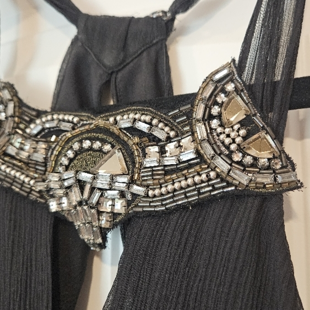 Karen Millen Silk Black Halter Evening Dress - Elegant Women's Black Dress - Picture 4 of 11